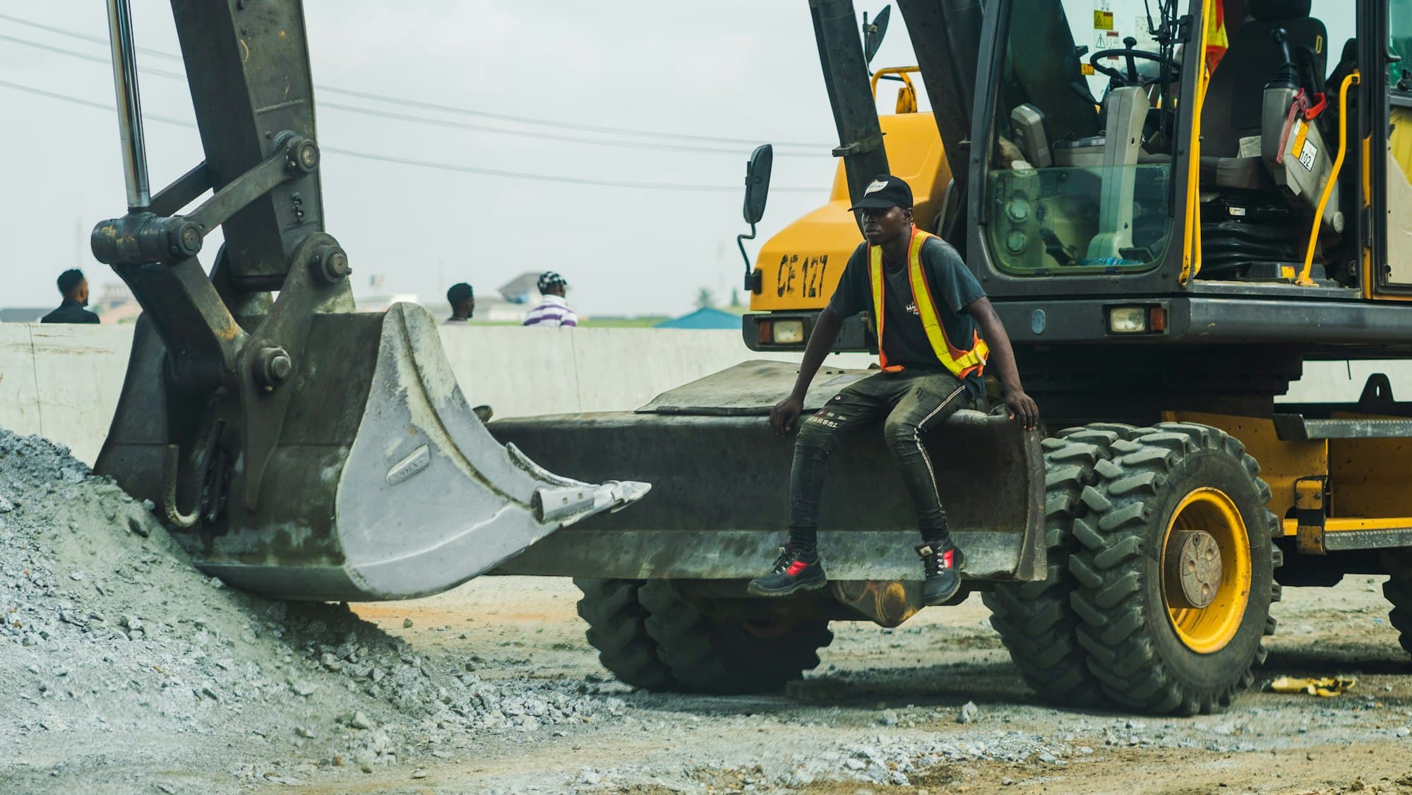 A water technician at work on a borehole site in Lagos, Nigeria