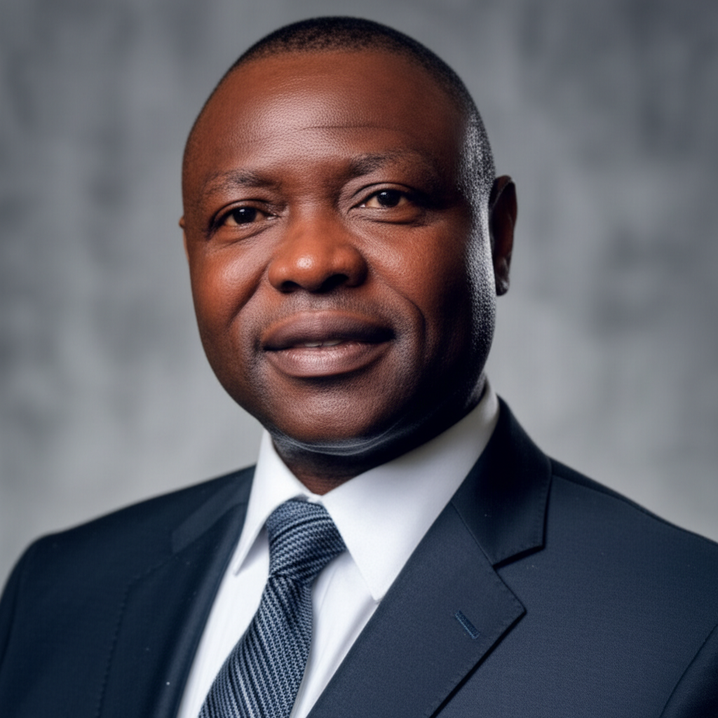 Dr. Chidi Okafor, a water engineer, in professional attire